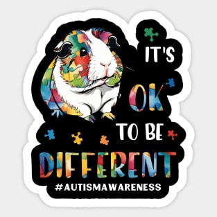 Autism Awareness Cute Guinea Pig It's Ok To Be Different Sticker
